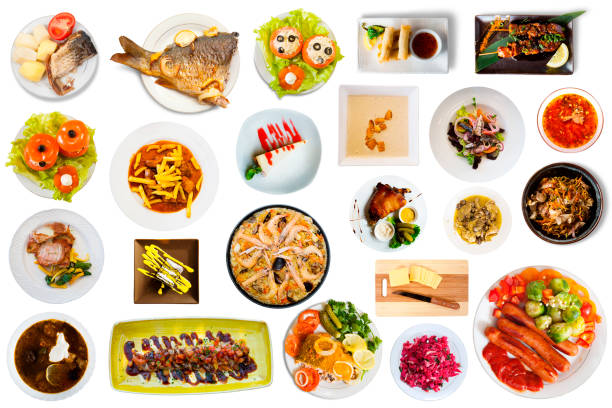 istock Top view of dishes isolated 1310320574