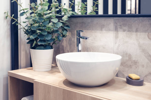 istock Modern bathroom interior, clean bright stylish designer modern bathroom 1310321718