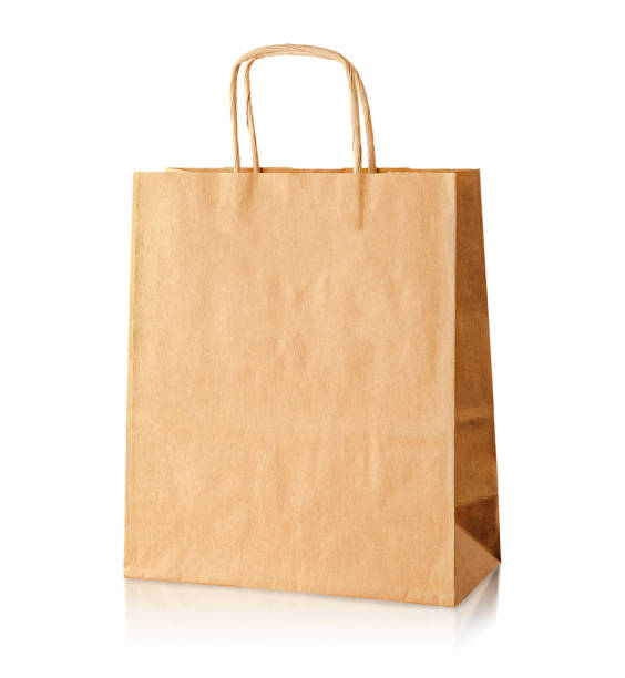 紙袋 - paper bag bag brown handle ストックフォトと画像