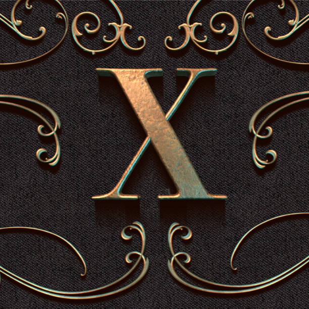 istock 3d Golden alphabet, letter x, sign and symbol, logo design, decorations, typefont, 3d rendering 1310323135