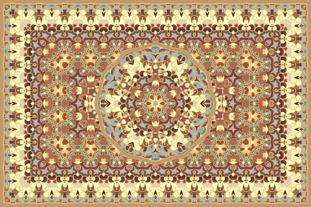 ilustrações de stock, clip art, desenhos animados e ícones de rich persian colored carpet ethnic pattern. - carpet rug persian rug persian culture