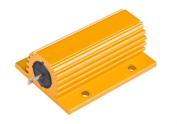istock Single power resistor in yellow cooling outer case isolated on a white background 1310326714