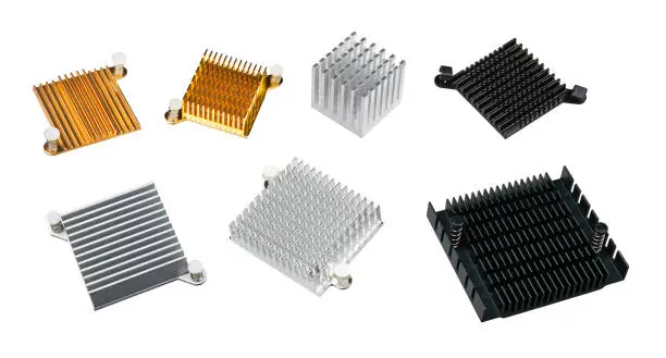 Photo of Set of various anodized aluminum coolers isolated on a white background