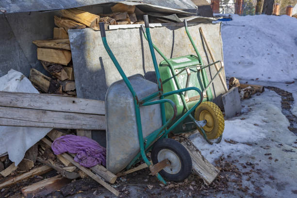 istock Two old hand household wheel barrows in the backyard 1310329068