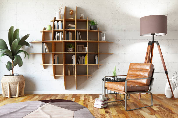 istock Creative Bookshelf Design with Armchair 1310329449