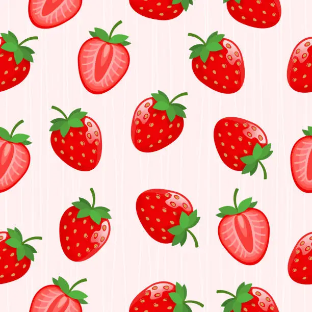 Vector illustration of Strawberry vector seamless pattern.