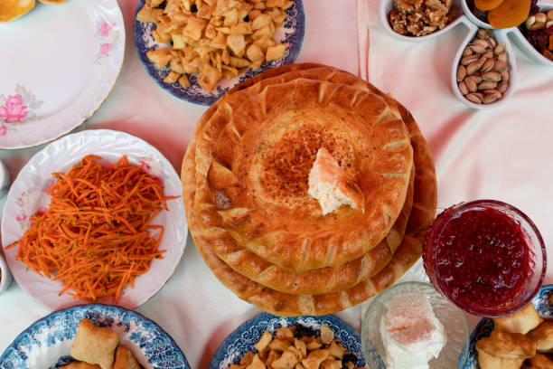 istock Top view of the banquet table. fruit and nut plates. 1310342676