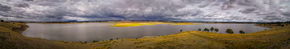 Panoramic view of Lake Eppalock in Central Victoria as the storm approaches
