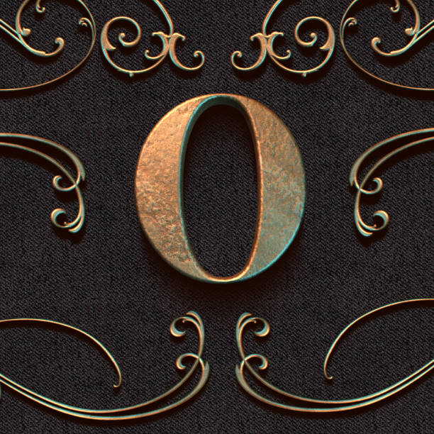 Golden 3d alphabet, logo design, 3d illustration, letter o