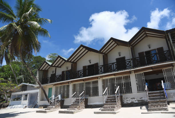 istock building with summer apartments for rent on tropical beach. 1310347956