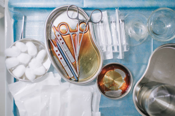 istock Sterile scissors and other medical instruments in operating room 1310352669