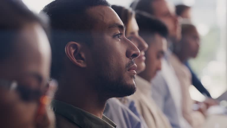 4k video footage of a group of businesspeople attending a conference