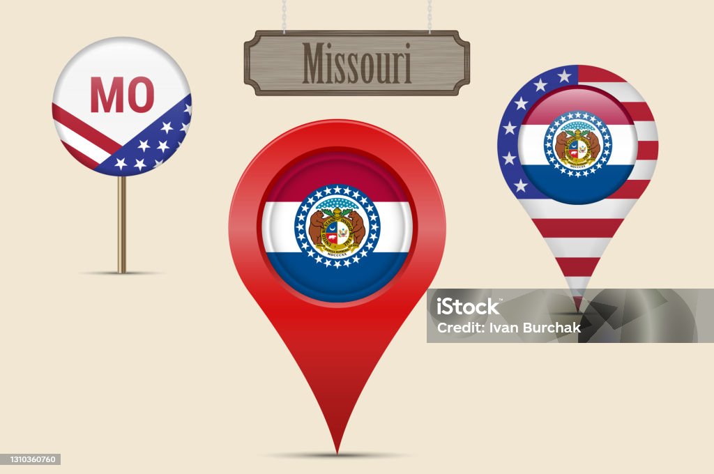 Map Pin Missouri Missouri Us State Round Flag Map Pin Red Map Marker Location Pointer ...
