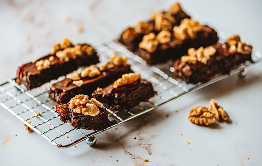 Vegan Chocolate Protein Bars with Walnut Topping – homemade version, sugar-free, delicious loaded with cocoa nibs