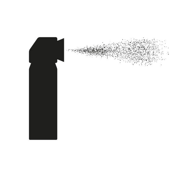 Pepper spray can silhouette icon. Vector illustration isolated on white Pepper spray can silhouette icon. OC gas. Capsicum self-defense aerosol.. Vector illustration isolated on white. tear gas can stock illustrations