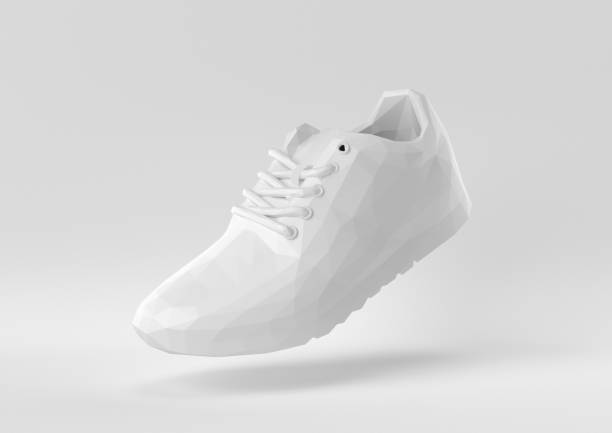 istock White shoe floating in white background. minimal concept idea creative. origami style. 3D render. 1310374204