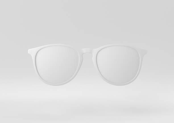 istock White Glasses floating in white background. minimal concept idea creative. monochrome. 3D render. 1310374237