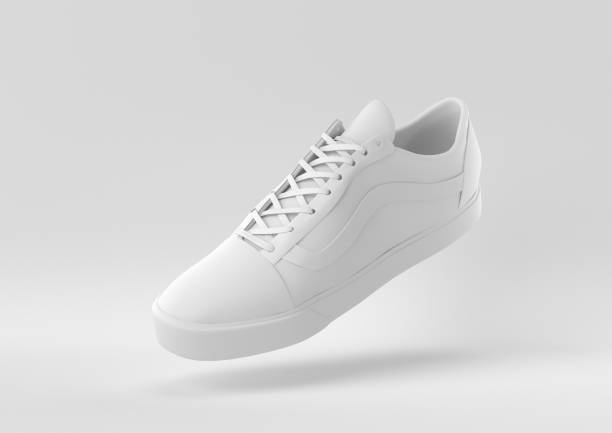 istock White shoe floating in white background. minimal concept idea creative. 3D render. 1310374250