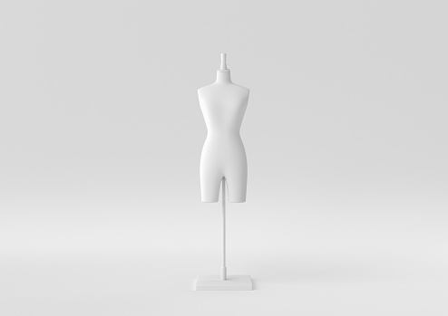 White Mannequin in white background. minimal concept idea creative. monochrome. 3D render.