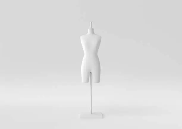 White Mannequin in white background. minimal concept idea creative. monochrome. 3D render.