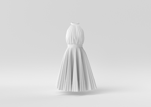 Vestido blanco de fondo blanco. idea conceptual mínima creativa. monocromo. Renderizado 3D. photo
