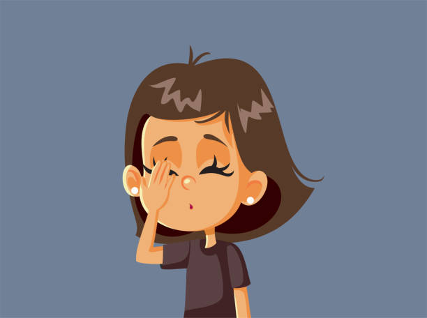 Facepalm Little Girl Feeling Unhappy Child expressing shame and regret reacting to embarrassing situation with disappointment and frustration facepalm funny stock illustrations