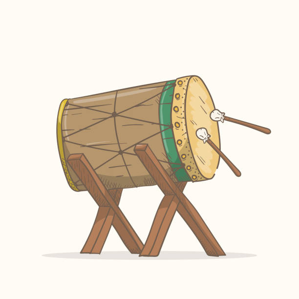 Traditional drum, Bedug, a Drum for Muslim to Mention when prayer times comes Traditional drum, Bedug, a Drum for Muslim to Mention when prayer times comes bedug stock illustrations