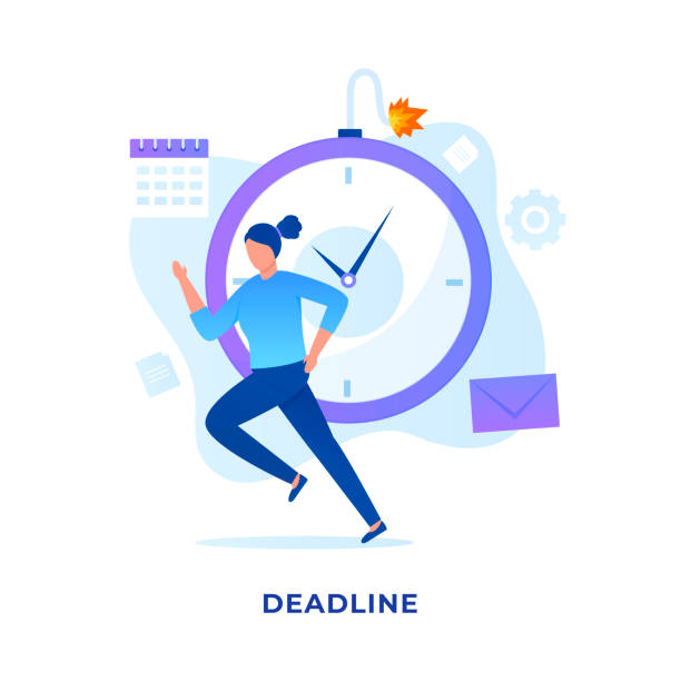 ilustraciones, imágenes clip art, dibujos animados e iconos de stock de concepto vector de ilustración de plazos - deadline urgency calendar women