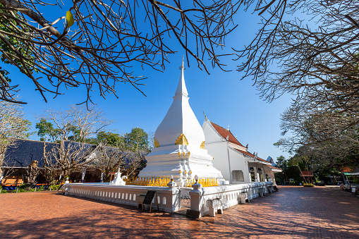 (Phra that Si Song Rak) the famous white pagoda is a Buddhist temple is a major tourist attraction in Loei Province,Thailand.