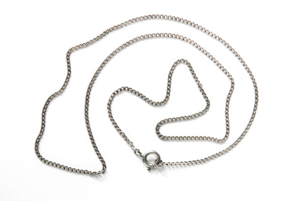 istock Silver chain necklace isolated on white background 1310386645