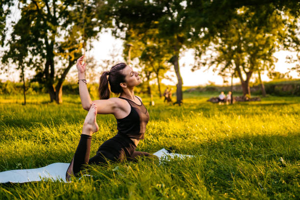 istock Pretty woman doing yoga exercises 1310386757