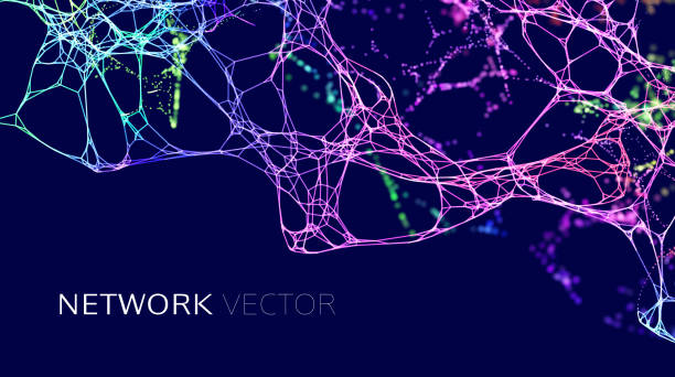 ilustrações, clipart, desenhos animados e ícones de fundo da rede de neurônios. formação vetorial de tecnologia de ciência de dados. dados de ia da rede neural iot. - synapse