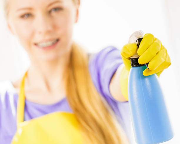 istock Girl cleaning window at home 1310393579