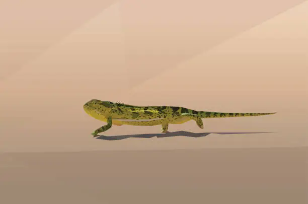 Vector illustration of Low Poly Green Chameleon