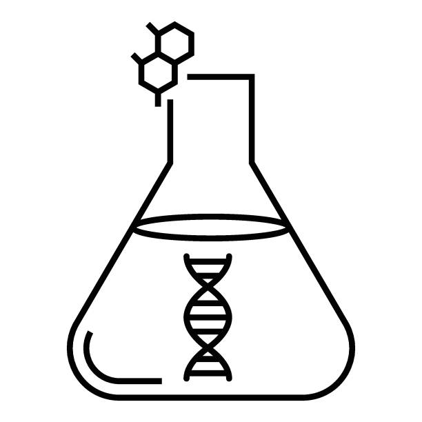 illustrazioni stock, clip art, cartoni animati e icone di tendenza di design dell'icona vettoriale della chemsitria polimerica a base bio, polinucleotidi su sfondo bianco, segno di biomolecole polimeriche - biomolecule