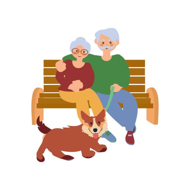 311 Old Couple With Dog Illustrations & Clip Art - iStock