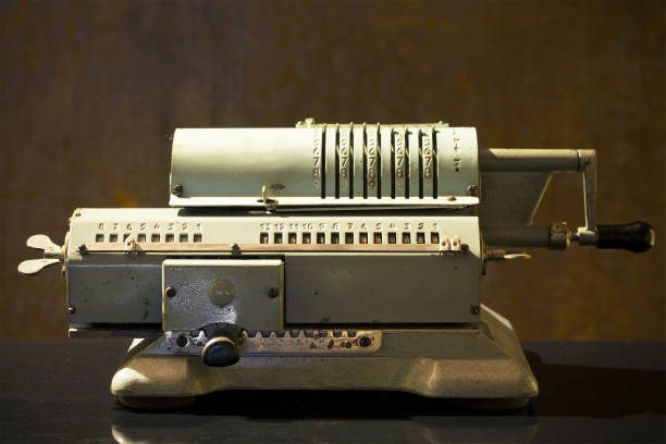 istock Vintage Soviet mechanical calculator. Vintage office equipment. 1310399401