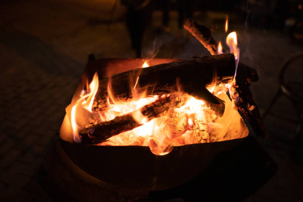 istock Fireplace flames in street winter 1310402142