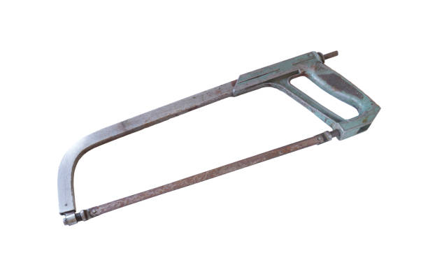 istock Old metal hacksaw isolated on a white background. 1310404233