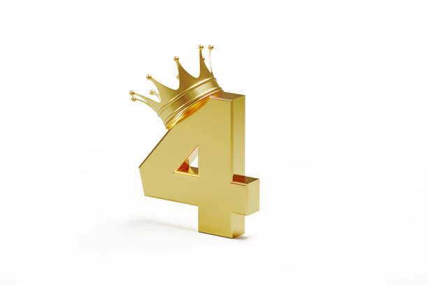 istock Number Four Wearing Gold Crown Isolated On White Background 1310405950