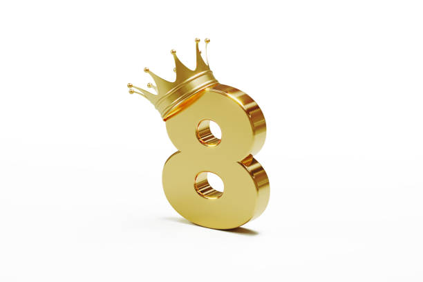 istock Number Eight Wearing Gold Crown Isolated On White Background 1310405959
