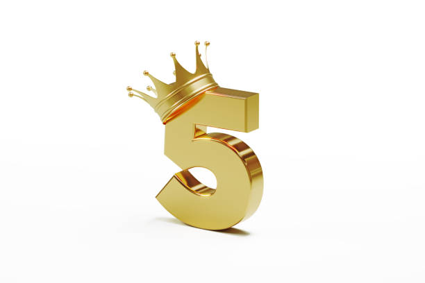 istock Number Five Wearing Gold Crown Isolated On White Background 1310405973