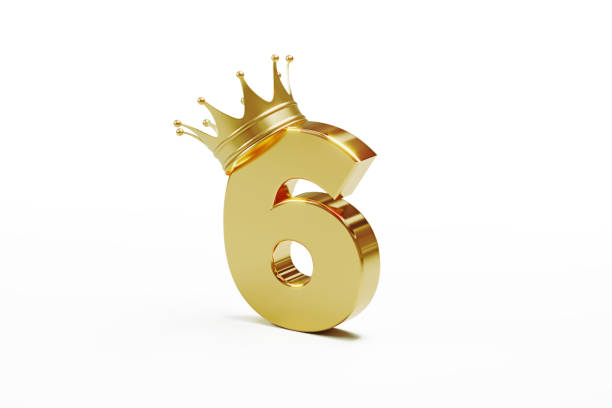 istock Number Six Wearing Gold Crown Isolated On White Background 1310406567