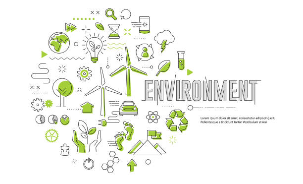 ilustrações de stock, clip art, desenhos animados e ícones de symbols of an environmentally friendly lifestyle - creative sustainability