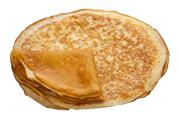 istock Plate with pancakes on white  top view 1310413259