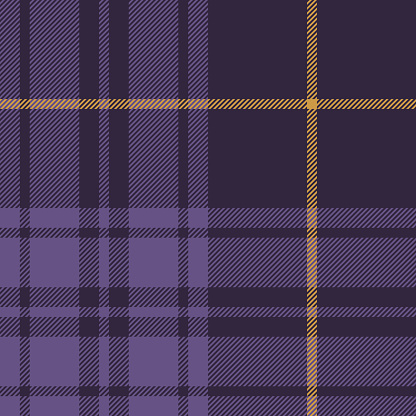 Tartan plaid pattern seamless in purple and mustard gold yellow. Large dark check texture vector for autumn winter flannel shirt, duvet cover, blanket, other modern everyday fashion textile print.