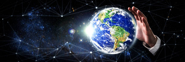 istock Global network connection covering earth with link of innovative perception 1310419361