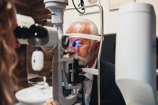 istock Senior man at ophthalmology treatment 1310419417