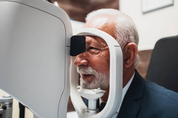 istock Senior man at ophthalmology treatment 1310419424