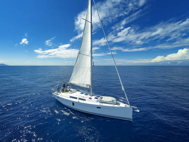 istock Sailing with sailboat, view from drone 1310424000